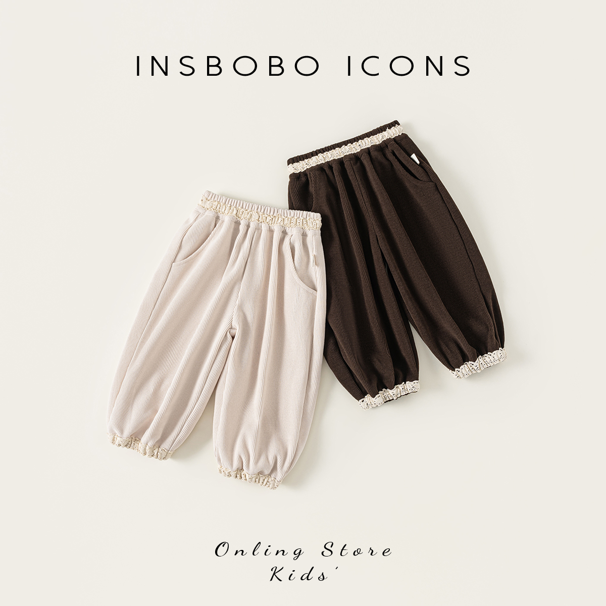 INSbobo女童裤子春秋新款休闲裤