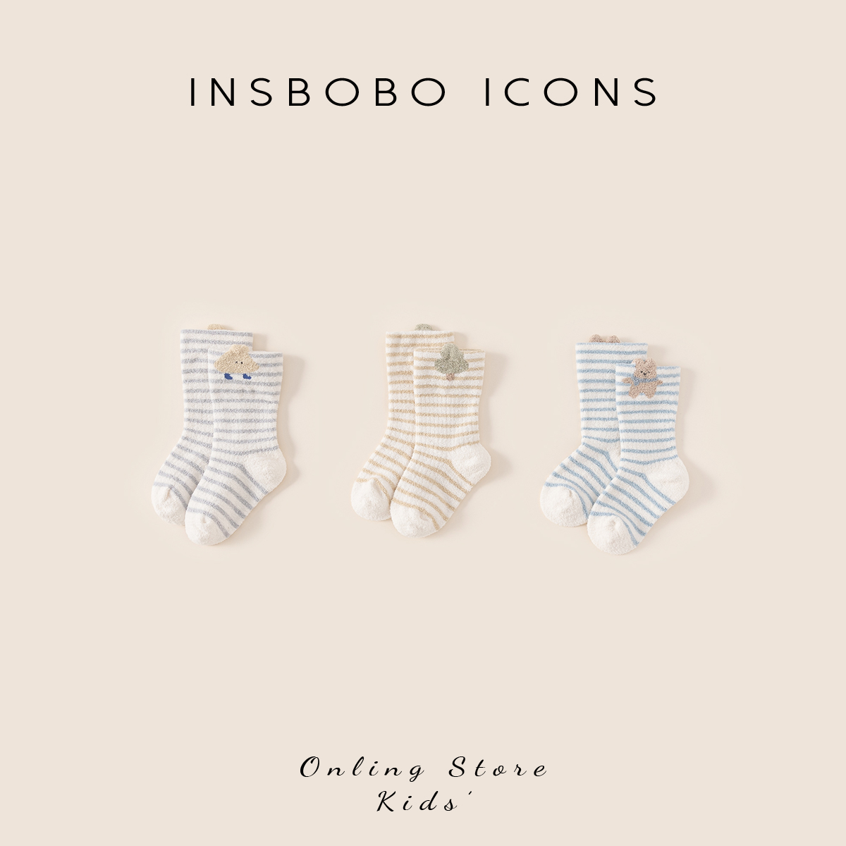 INSbobo儿童毛绒保暖袜三双装