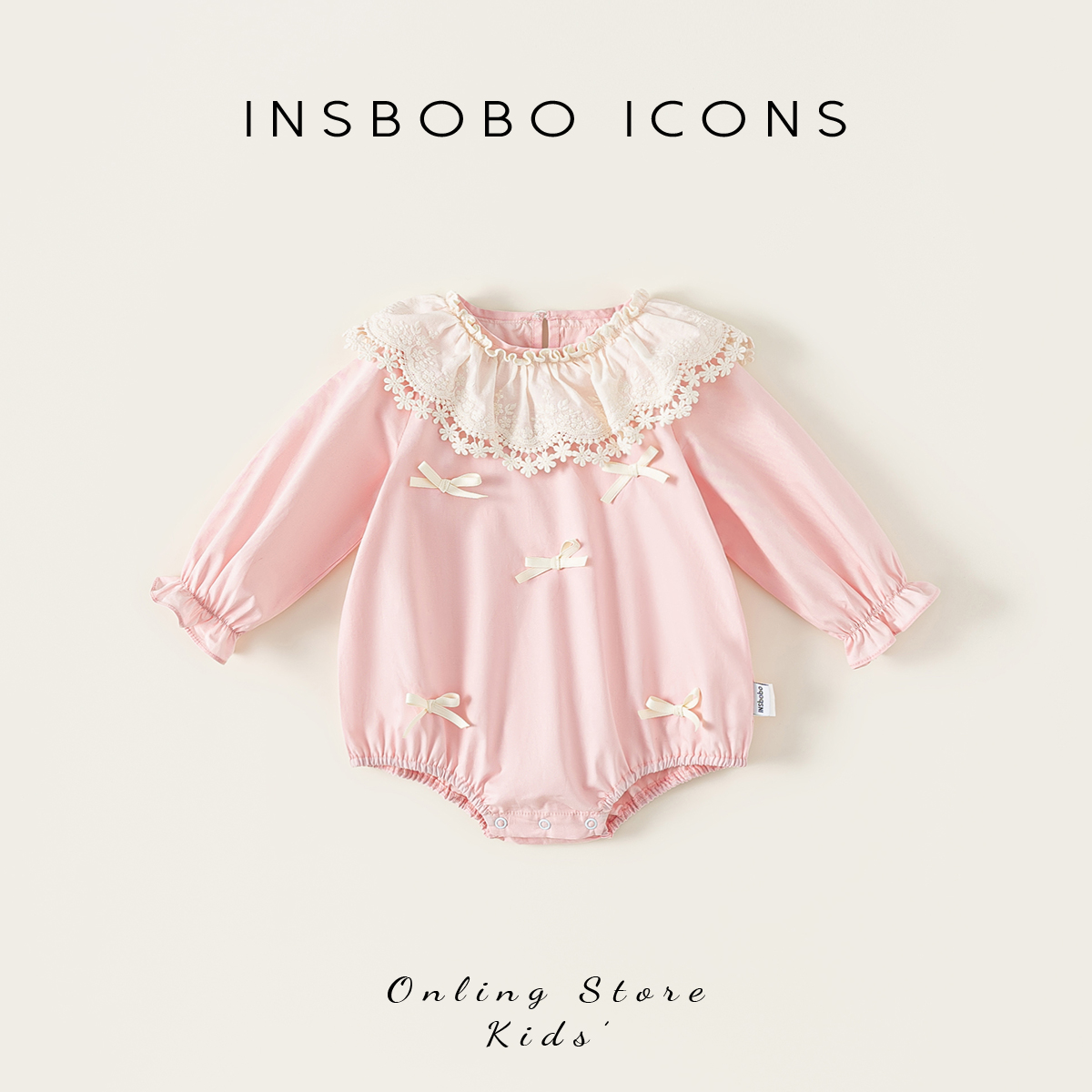 INSbobo儿童花边领三角长袖爬服