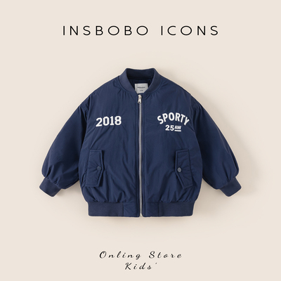 INSbobo儿童刺绣时尚印花棉服