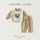 儿童马甲三件套男宝洋气衣服外出童装 2026早春新款 潮 套装 男童春装