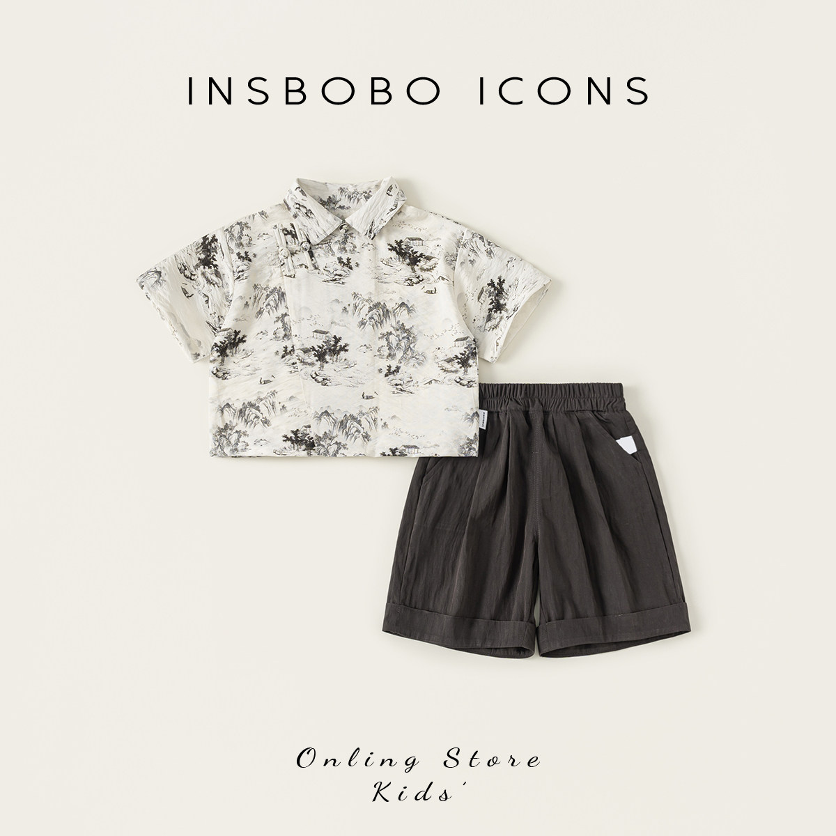 INSbobo汉服男童2026夏季新款古风夏装男宝宝唐装周岁儿童