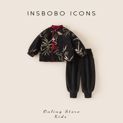 INSbobo儿童国风织金盘扣两件套