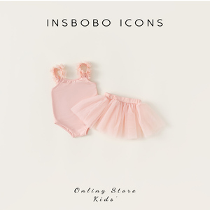INSbobo宝宝泳衣女童分体游泳服儿童夏季宝宝新款立体花朵洋气潮