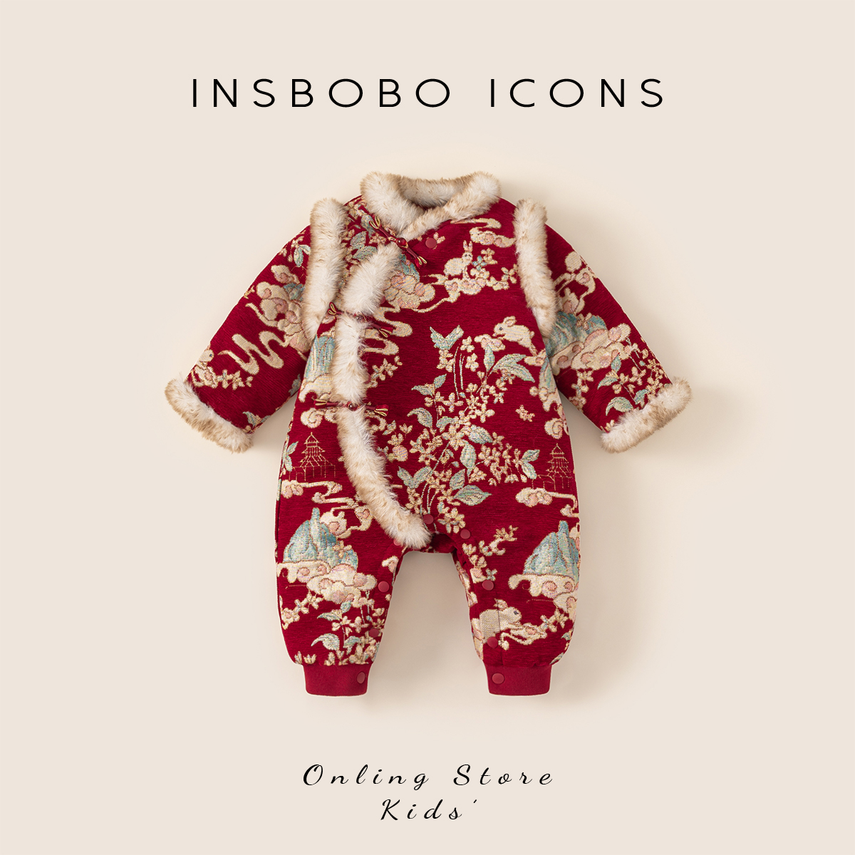 INSbobo儿童喜庆节日氛围爬服