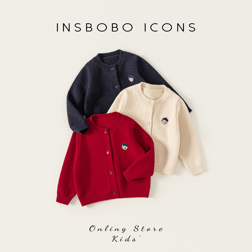 【泰迪熊】INSbobo儿童毛衣外套