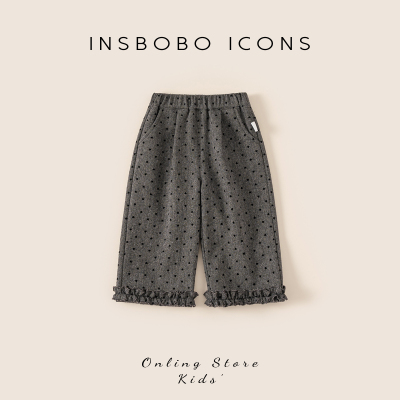 INSbobo女童爱心波点休闲长裤冬