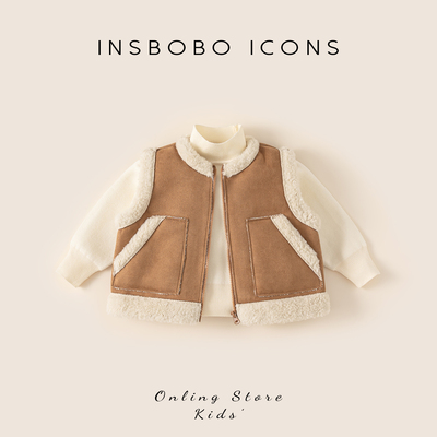INSbobo儿童韩系加绒马甲套装