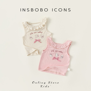 INSbobo女童背心夏2025新款女宝无袖上衣洋气宝宝初夏穿搭儿童t恤