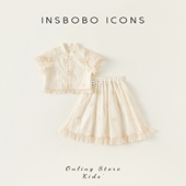 新款 INSbobo女童套装 两件套2026夏装 汉服女宝唐装 复古国风 新中式