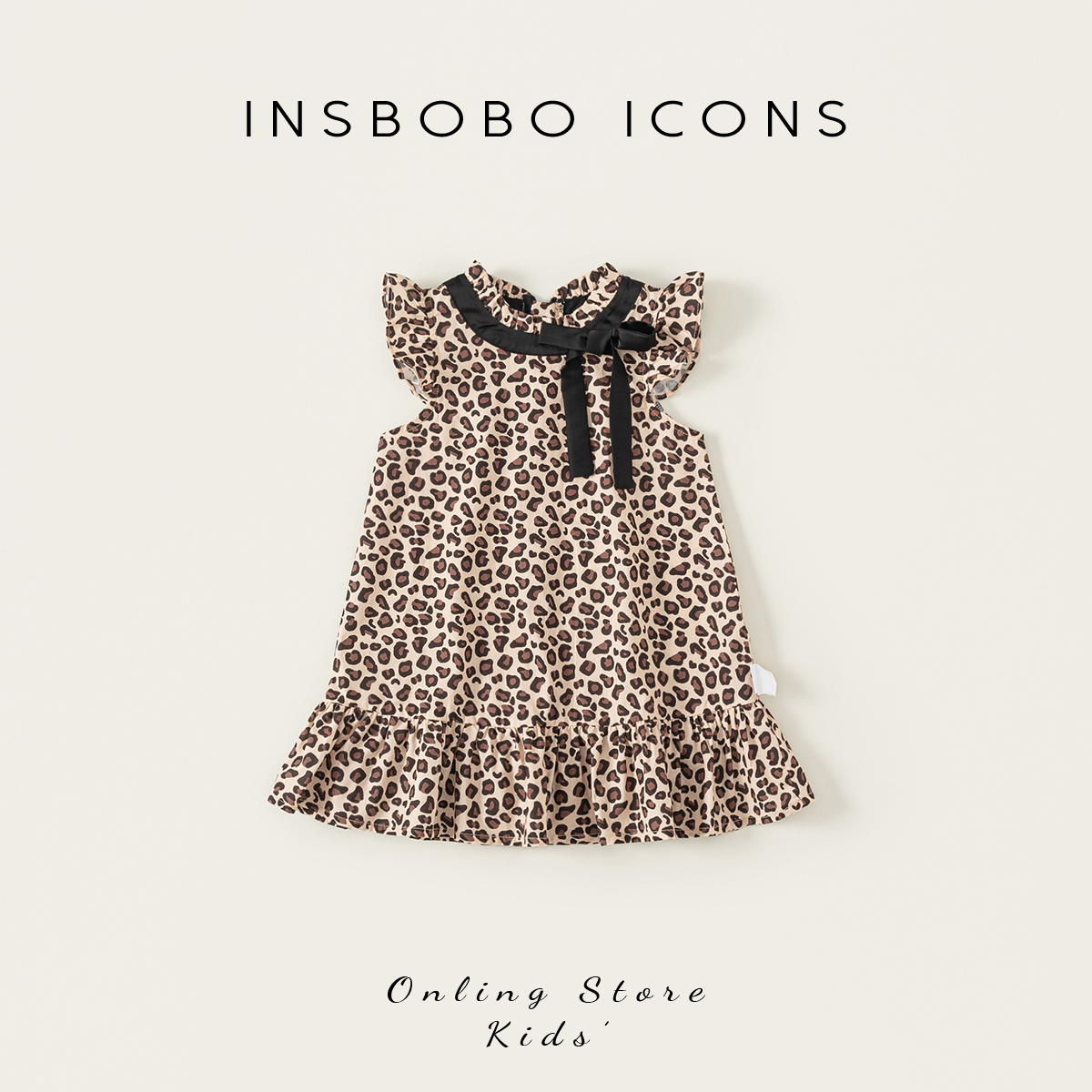 INSbobo儿童豹纹满印连衣裙