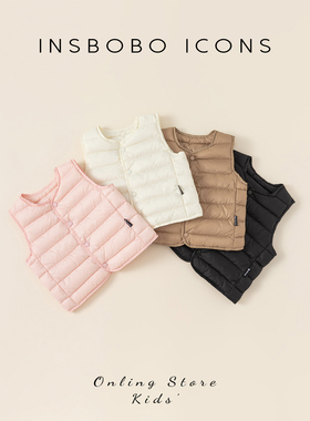 儿童羽绒服冬季新款轻薄女童羽绒马甲男童背心坎肩90白鸭绒内胆潮