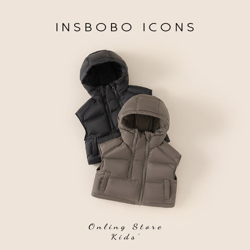 儿童羽绒服男童羽绒马甲三防冬装