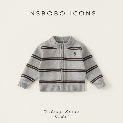 INSbobo儿童条纹拉链毛衣外套