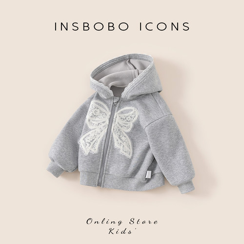 INSbobo儿童蝴蝶结贴布绣外套