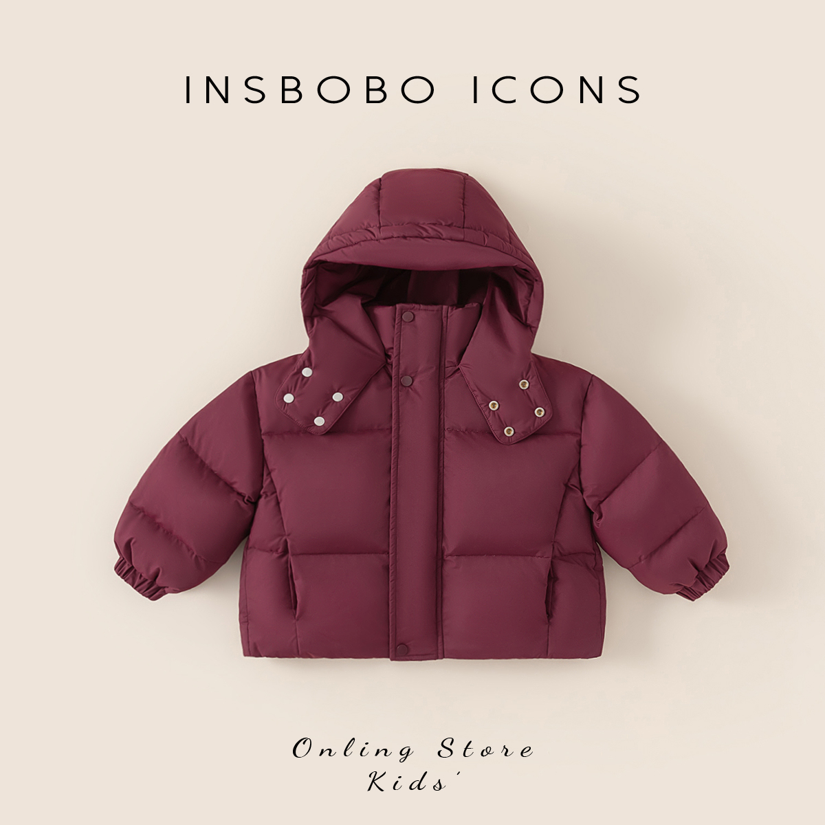 INSbobo儿童羽绒服纯色羽绒服