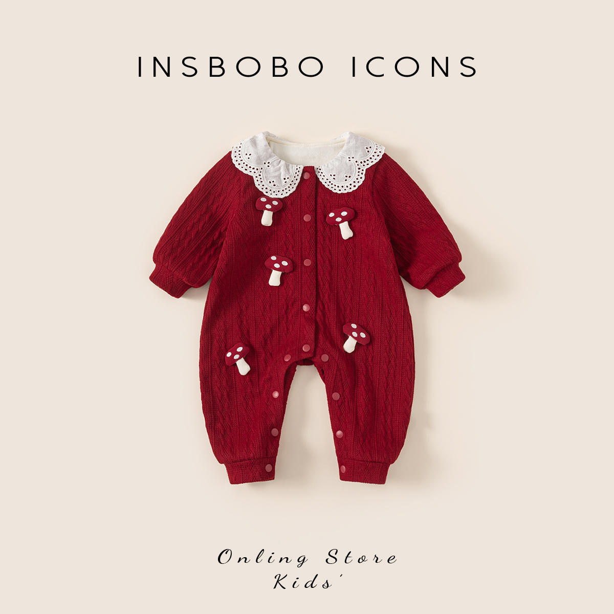 INSbobo婴儿花边领爬服哈衣秋冬