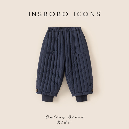 INSbobo儿童竖条绗棉长裤