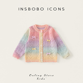 针织上衣小女孩彩色衣服好看针织衫 女童毛衣儿童外套宝宝春季 新款