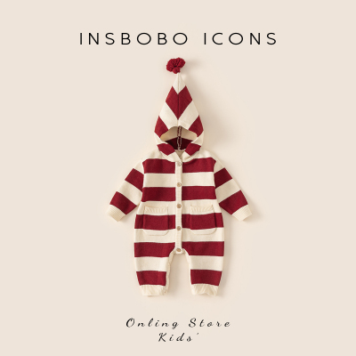 INSbobo儿童连帽条纹毛衣爬服