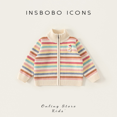 INSbobo儿童彩条纹拉链毛衣外套