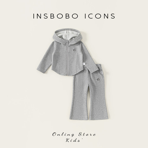 INSbobo儿童修身连帽微喇套装