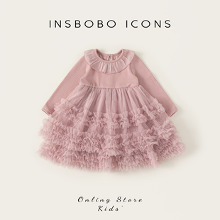 女童连衣裙2026新款纱裙儿童粉色公主裙周岁女宝礼服宝宝生日裙子