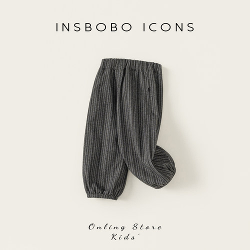 INSbobo儿童条纹束脚休闲长裤