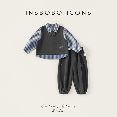 INSbobo男童马甲套装春秋衣服潮