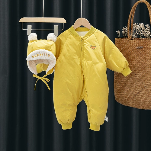 Детский демисезонный пуховик, комбинезон для мальчиков с пухом для выхода на улицу, 0-1-3-6 мес.