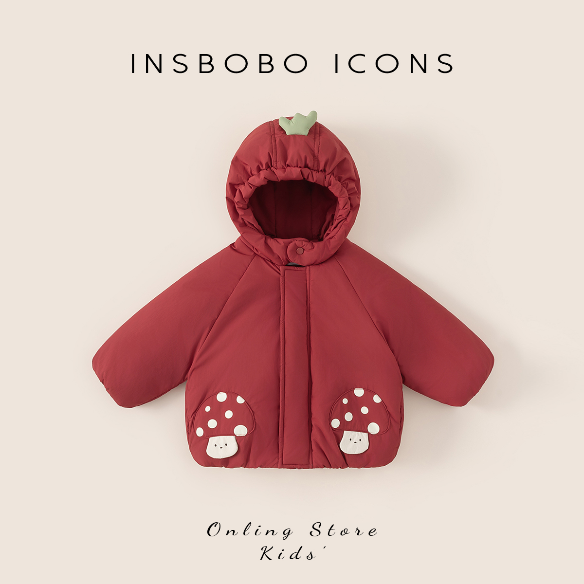 INSbobo女童可爱皇冠连帽棉服冬