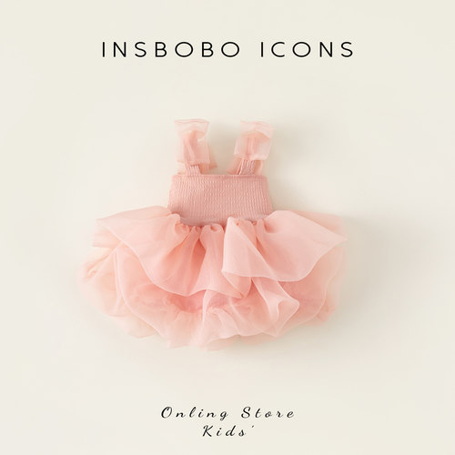 INSBOBO蓬蓬吊带蝴蝶结纱裙
