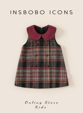 INSbobo女童连衣裙2025秋冬新款周岁女宝礼服冬季加绒儿童裙子潮