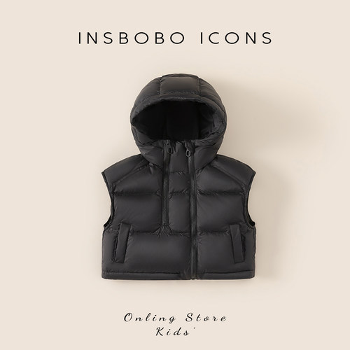 INSbobo儿童羽绒马甲连帽马甲
