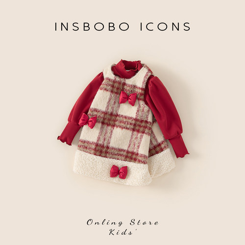 女童拜年服冬季小女孩套装裙子