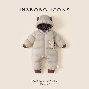 婴儿羽绒服加厚冬装宝宝外出连体羽绒服婴幼儿冬季新款保暖童装