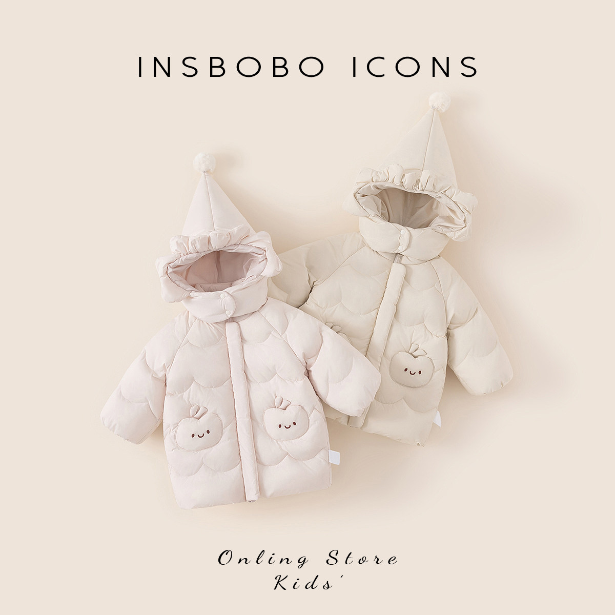 INSbobo婴儿羽绒服2026新款宝宝羽绒服女童羽绒服洋气加厚外套冬