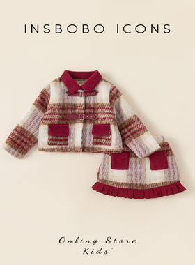 女童年服套装女孩冬季穿搭一整套高级感冬装加绒红色儿童衣服洋气