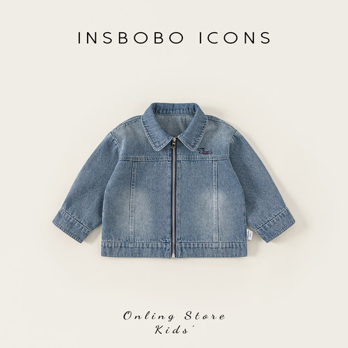 INSbobo儿童刺绣袖拼接牛仔外套
