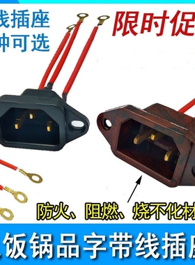 国标多功能电热锅多用锅三孔带线插座 阻燃材质纯铜插片纯铜线