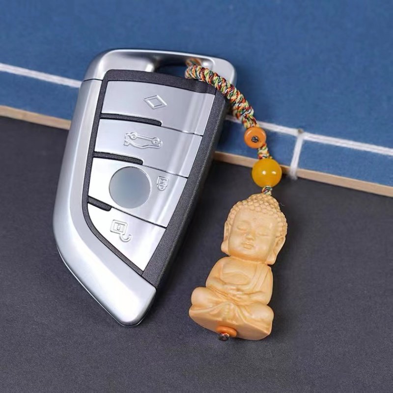 黄杨木如来吊坠宝宝佛手工链挂饰佛像木质汽车钥匙扣男女挂件
