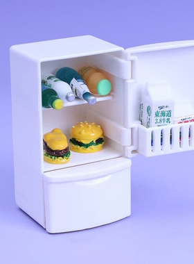 Dollhouse娃娃屋微缩食玩场景迷你家具模型袖珍厨房灶台白色冰箱