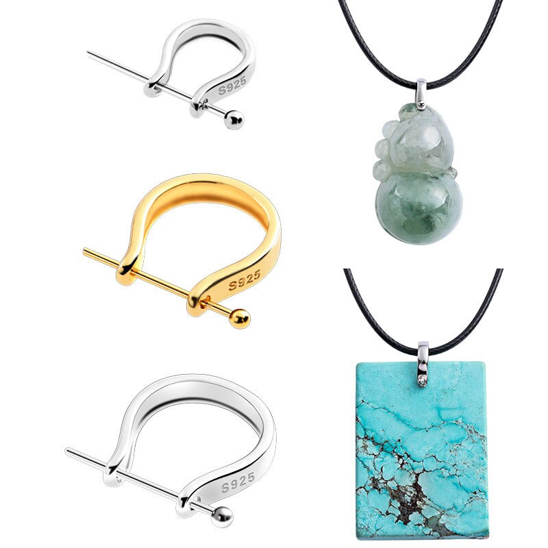 瓜子扣玉坠夹扣观音银扣头斜孔项链扣吊坠玉佛公针扣包邮