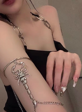 欧美饰品金属铁链流苏手臂链暗黑系小众开口蛇蝎子手镯臂环