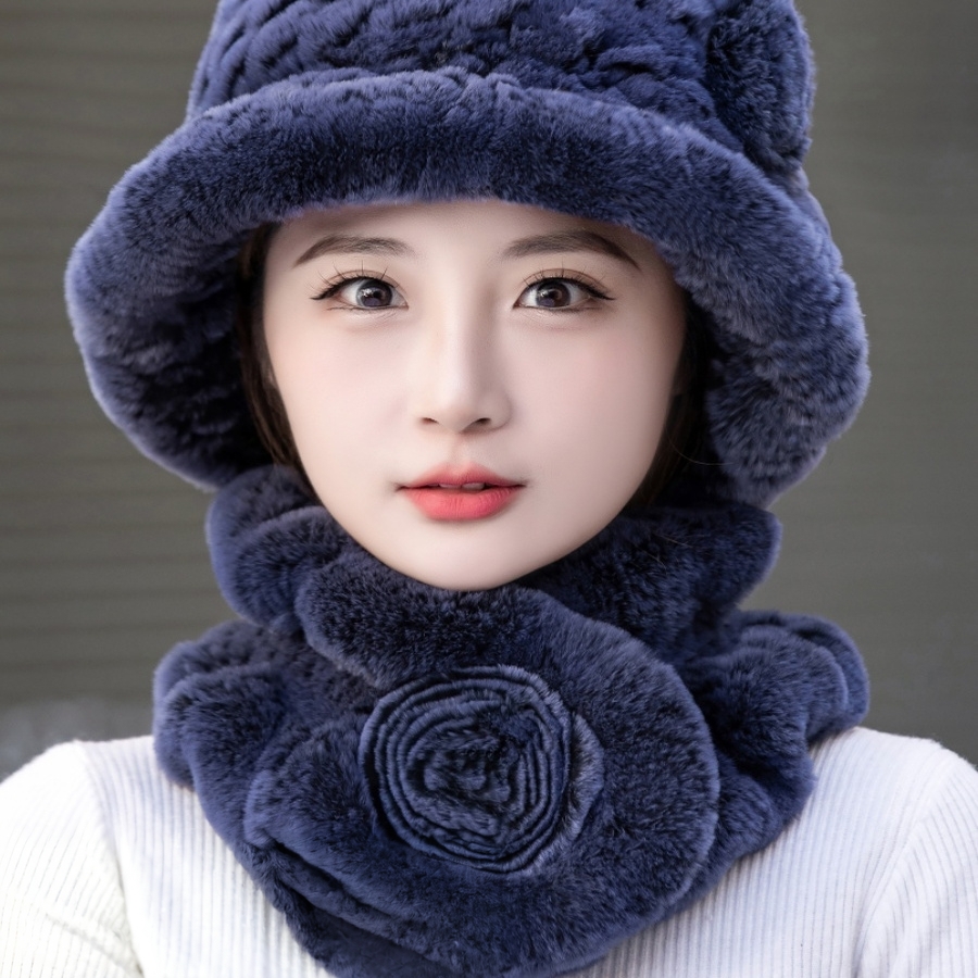 獭兔毛皮草帽子女冬季老太太妈妈奶奶中老年人加厚保暖渔夫帽盆帽