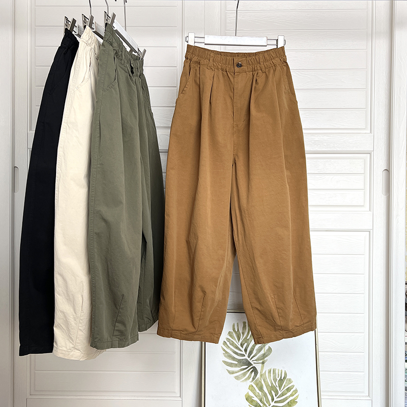 高腰宽松日系森女九分裤显瘦宽松