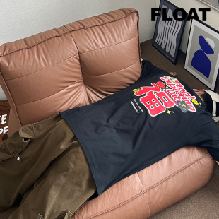 FLOAT 夏季户外旅游潮流时尚短T全棉面料福猫印花男女同款短袖