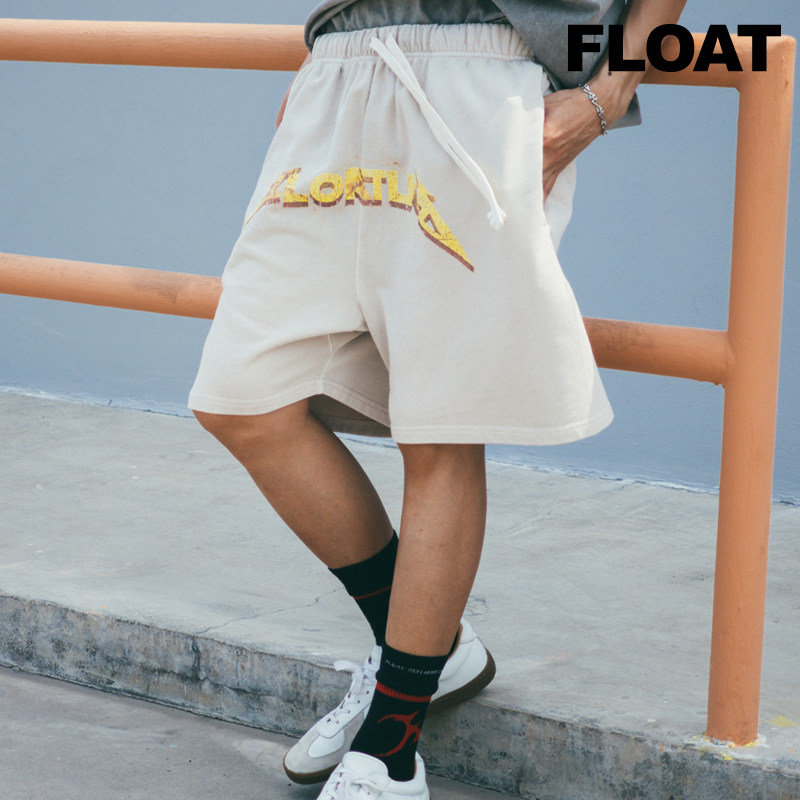 FLOAT 纯棉潮流印花短裤夏季新款潮牌男宽松简约百搭户外运动短裤