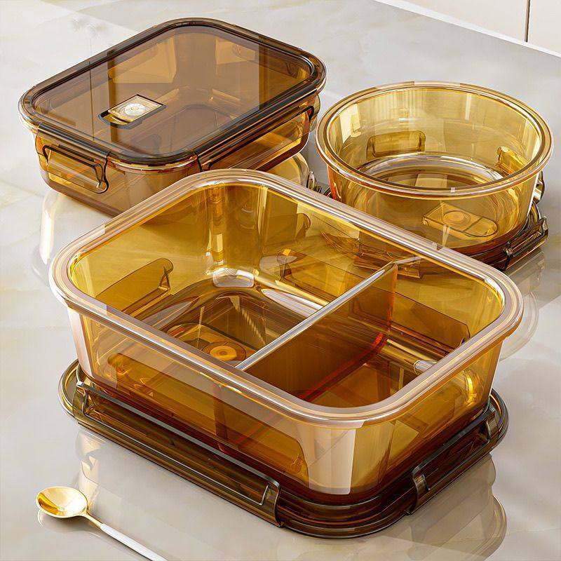 特大号保鲜碗食品级圆形饭盒带盖上班族微波炉可加热高硼硅玻璃便