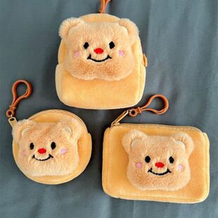 钱包女学生高颜值ins风ins卡通小熊毛绒零钱包迷你小背包可爱收纳